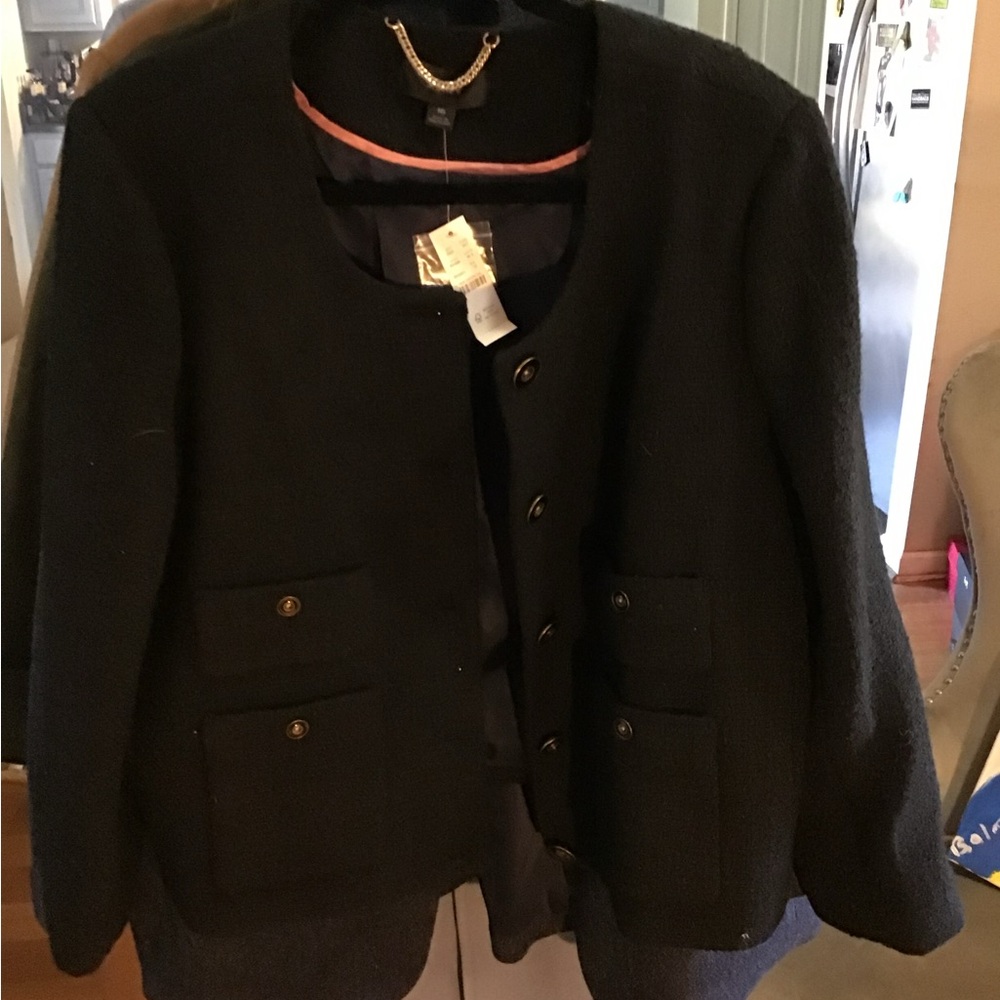 J Crew Collarless Lady’s Tweed Jacket Size 16